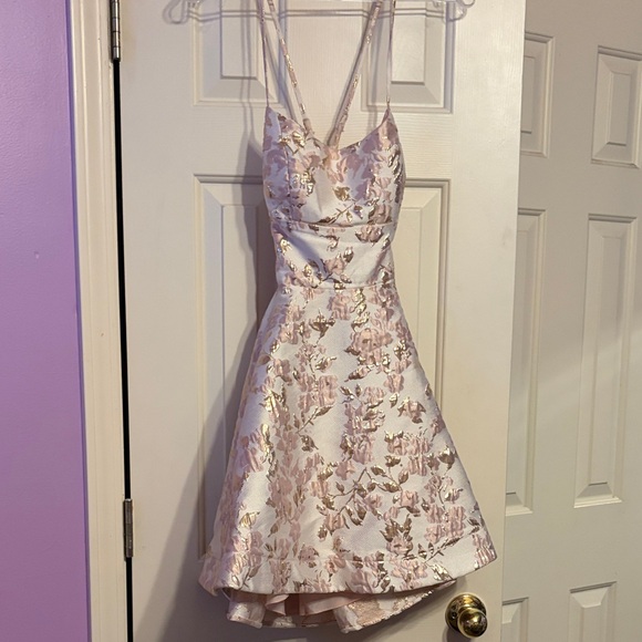 B Darlin Dresses & Skirts - B Darlin Pink and Gold Floral Mini Dress